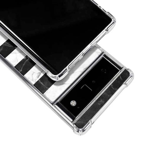 Black and White Striped Marble Google Pixel 6 Clear Case